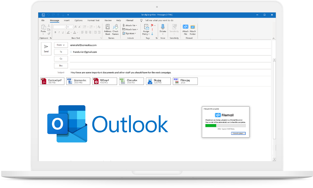 Addinunkkal nagyméretű fájlokat küldhet közvetlenül az Outlookból, gyorsan és biztonságosan.